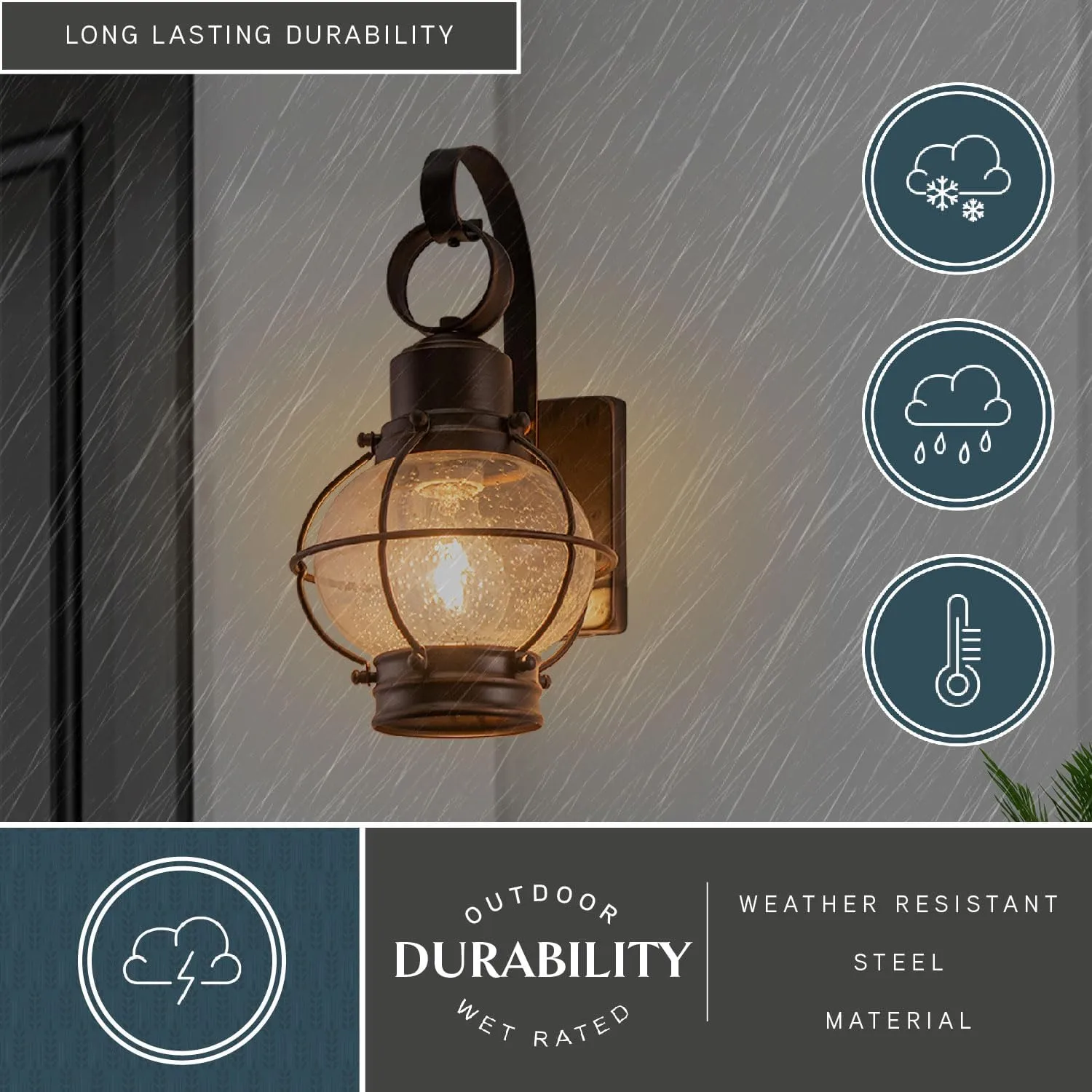 VAXCEL Chatham 1 Light Bronze Coastal Outdoor Wall Lantern Clear Glass
