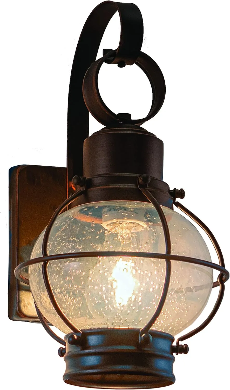 VAXCEL Chatham 1 Light Bronze Coastal Outdoor Wall Lantern Clear Glass
