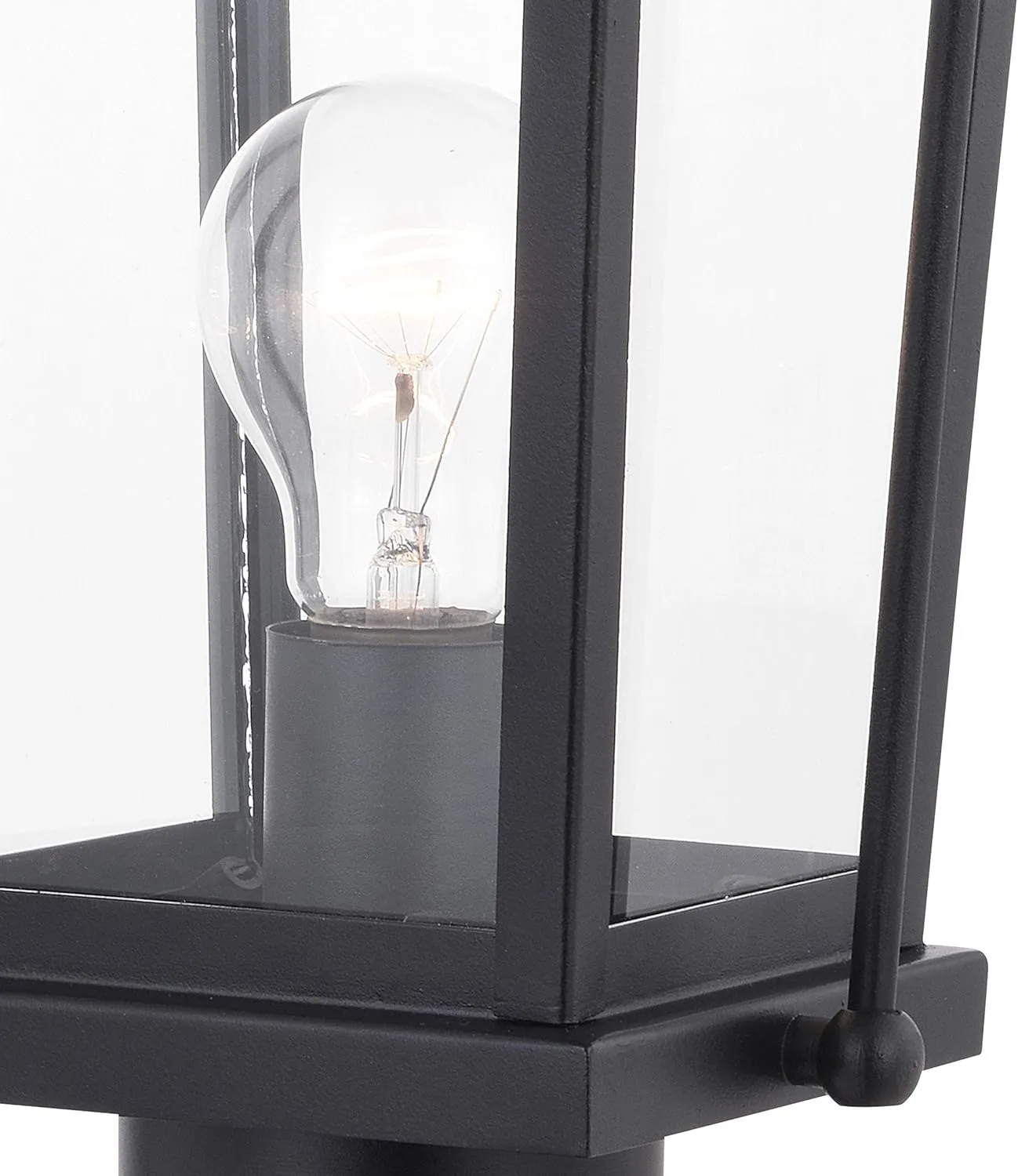 VAXCEL Lexington 1 Light Dusk to Dawn Black Outdoor Post Lamp Clear Glass