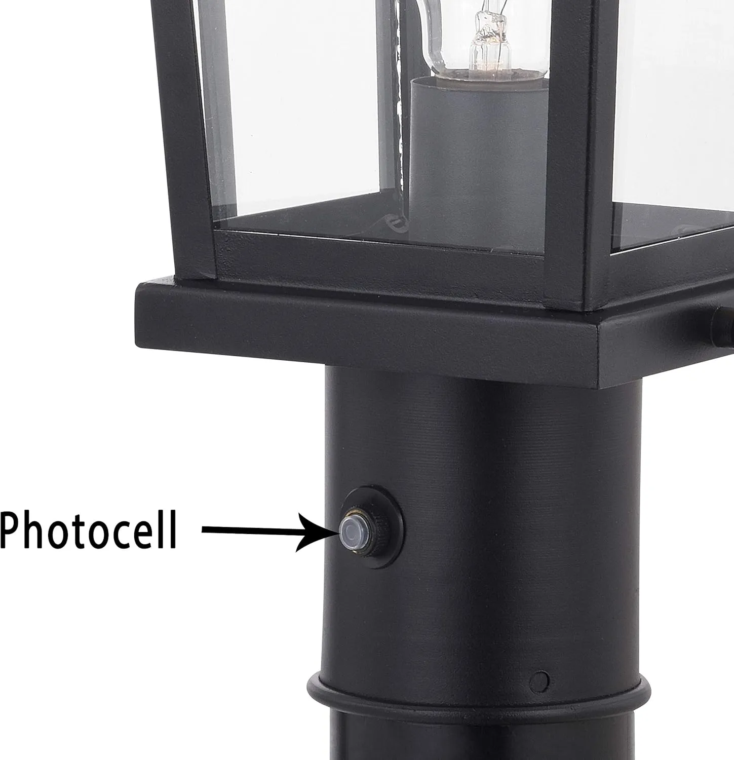 VAXCEL Lexington 1 Light Dusk to Dawn Black Outdoor Post Lamp Clear Glass