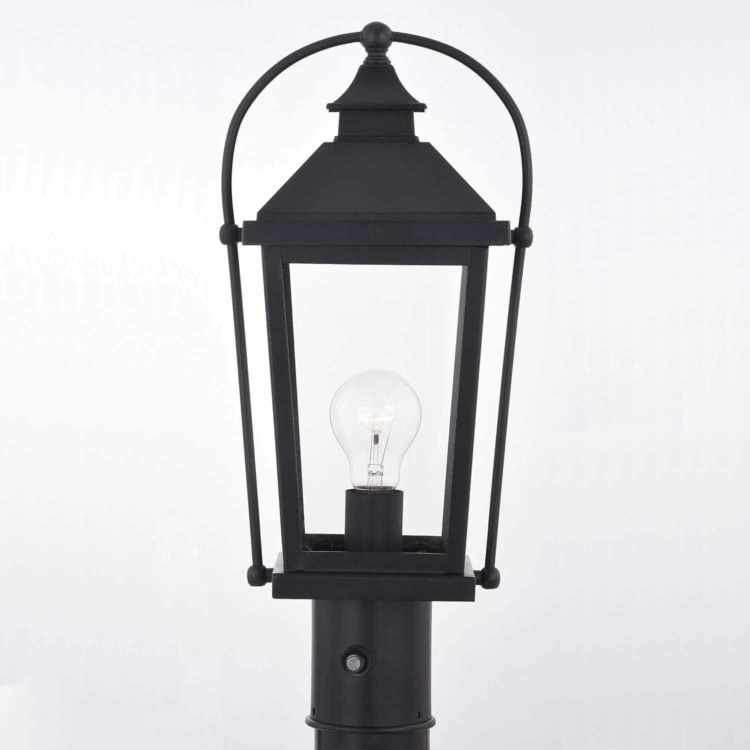 VAXCEL Lexington 1 Light Dusk to Dawn Black Outdoor Post Lamp Clear Glass