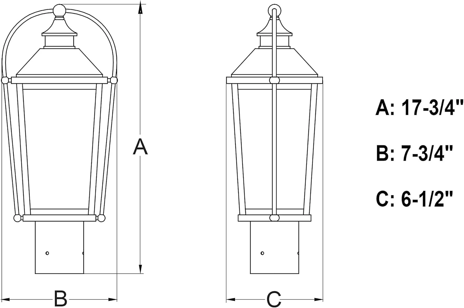 VAXCEL Lexington 1 Light Dusk to Dawn Black Outdoor Post Lamp Clear Glass