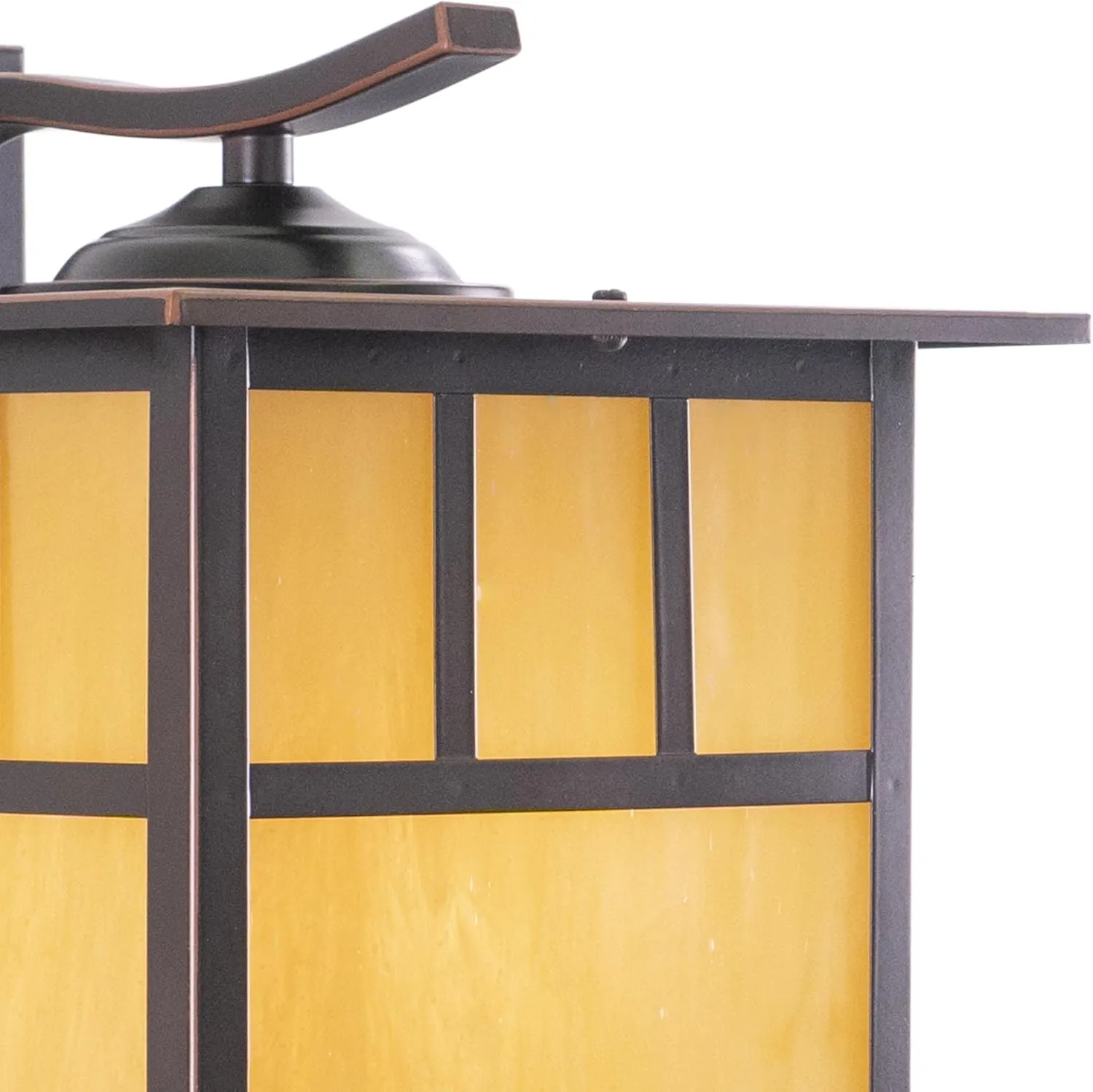 VAXCEL Mission 1 Light Bronze Rectangle Outdoor Wall Lantern Honey Glass