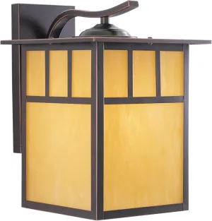 VAXCEL Mission 1 Light Bronze Rectangle Outdoor Wall Lantern Honey Glass