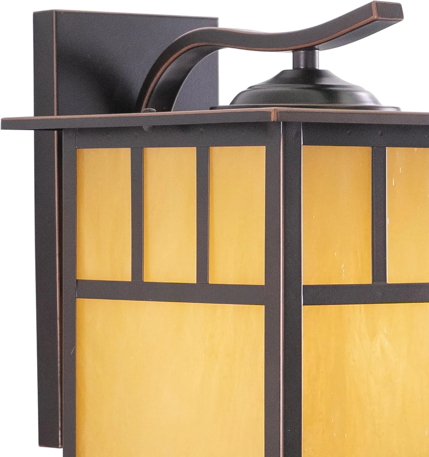 VAXCEL Mission 1 Light Bronze Rectangle Outdoor Wall Lantern Honey Glass