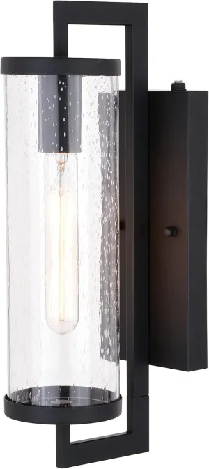 VAXCEL Morgan Park 16-in H 1 Light Black Dusk to Dawn Contemporary Outdoor Wall Lantern Clear Glass