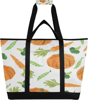 Vegetable Reusable Insulated Cooler Bag with Ice Pack Compartment - Large 54L Waterproof Thermal Grocery Tote for Picnic Beach Camping Lunch Storage