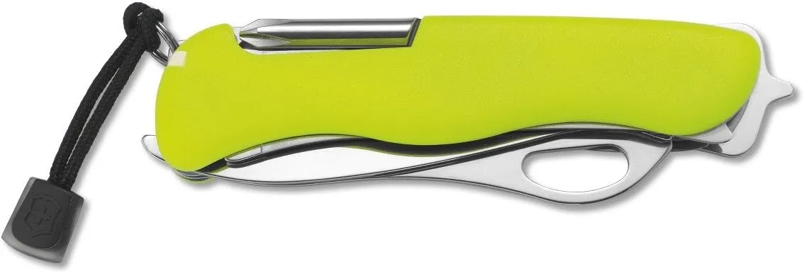 Victorinox Rescue Tool with Nylon Pouch Swiss Army Knife, 13 Functions, Swiss Made Pocket Knife with Seatbelt Cutter and Glass Saw - Fluorescent Yellow