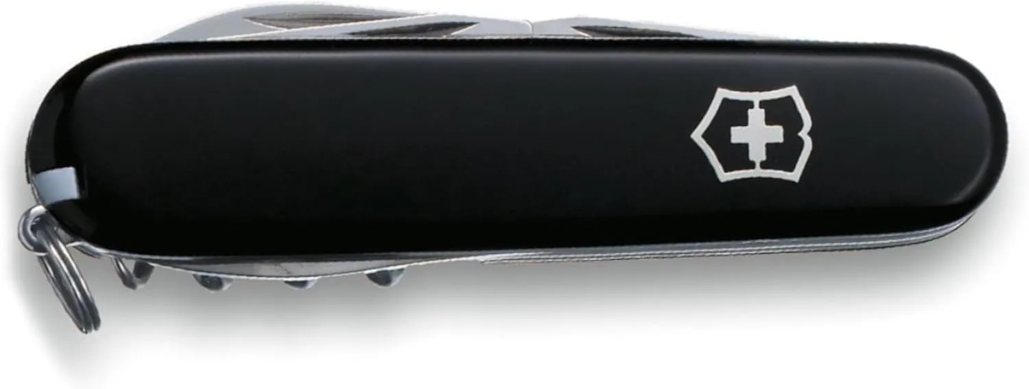 Victorinox Spartan Swiss Army Knife, 12 Functions, Swiss Made Pocket Knife with Corkscrew, Can Opener and Screwdriver - Black
