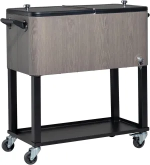 VINGLI 80 Quart Rolling Ice Chest on Wheels, Patio Cooler Cart, Beverage Rolling Cooler for Outdoor Patio Deck Party