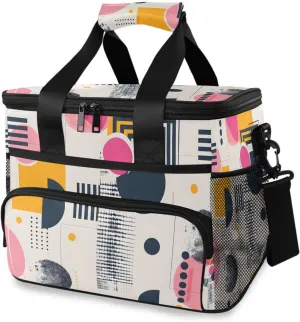 Vintage Pink Polka Dots Cooler Bag Insulated Cooler Soft Sided Cooler 24 Can Portable Picnic Bag Large Leakproof Lunch Bag Box for Beach Grocery Camping Travel Car Men Women
