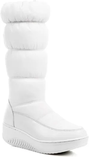 VOKLIN Women's Winter Waterproof Rain Snow Boots Mid Calf Platform Zipper Fur Lined Cold Weather Snow Boot