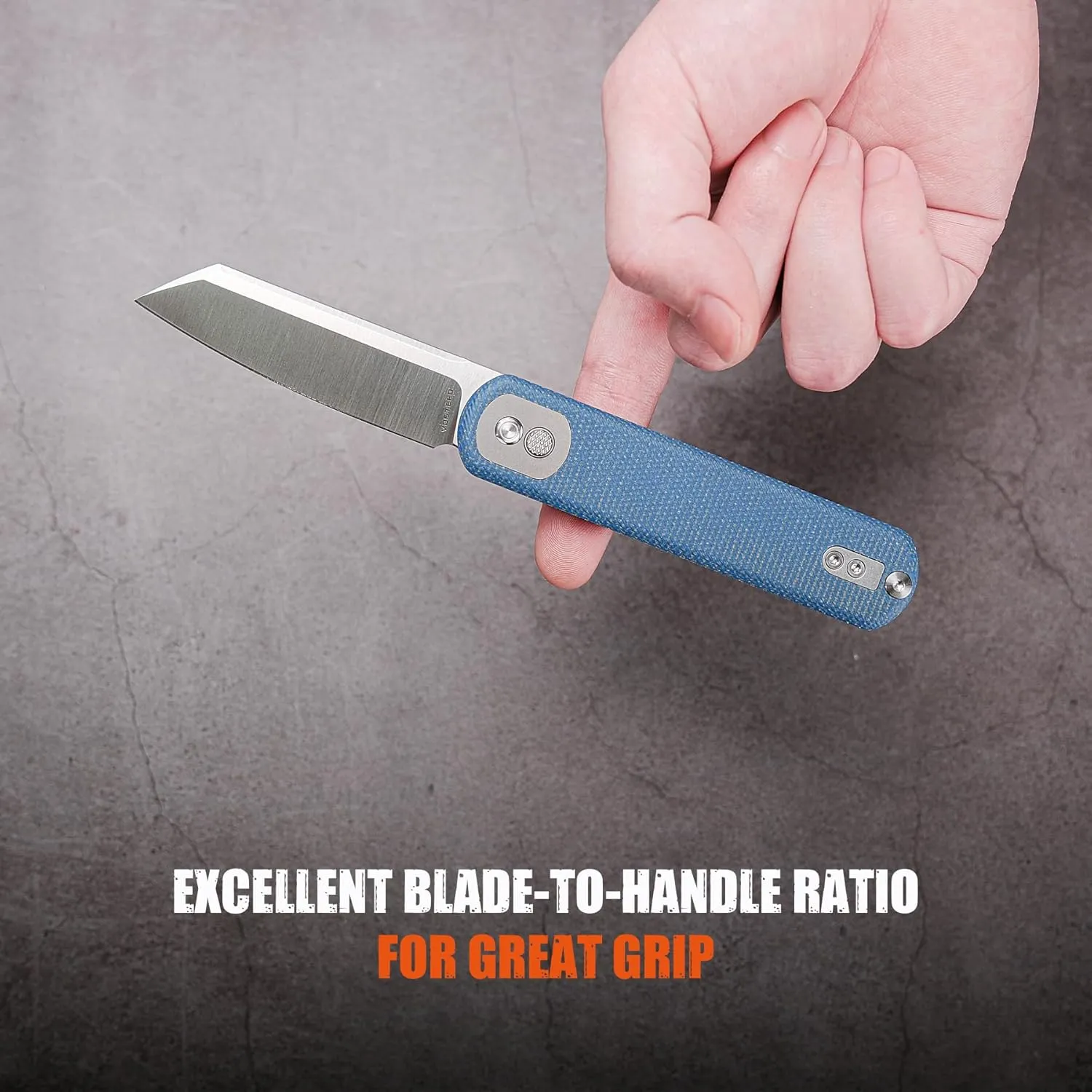 Vosteed Corgi Small Folding Knife, Flipper Knife with Clip for Men Women Gifts, Patented Trek Lock Pocket Knife 2.99" Sandvik 14C28N Sheepsfoot Blade, Micarta Handle for EDC