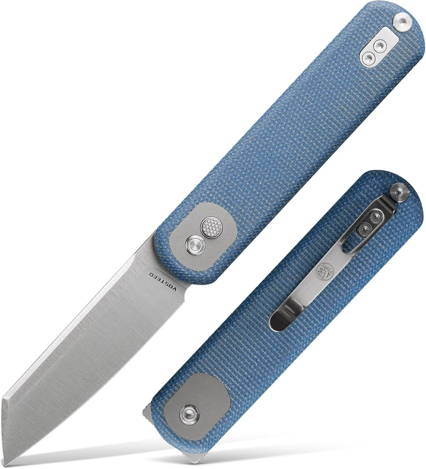 Vosteed Corgi Small Folding Knife, Flipper Knife with Clip for Men Women Gifts, Patented Trek Lock Pocket Knife 2.99" Sandvik 14C28N Sheepsfoot Blade, Micarta Handle for EDC
