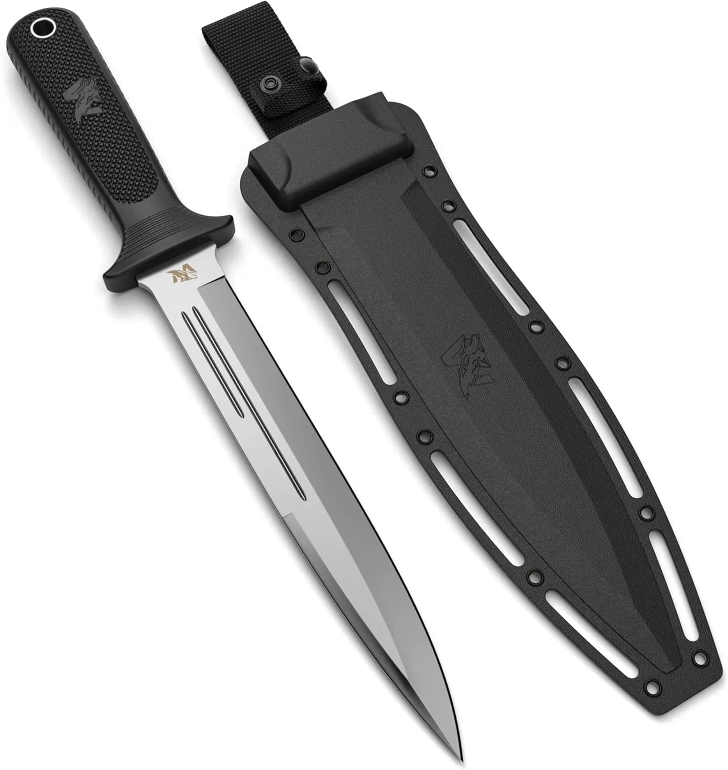 W-Catcher Fixed Blade Knife with Sheath - Large Hunting-Knife made of D2 steel - Big Fixed Blade Knives with Non-Slip TPE Handle - Full Tang Survivalknife for Outdoor Activities