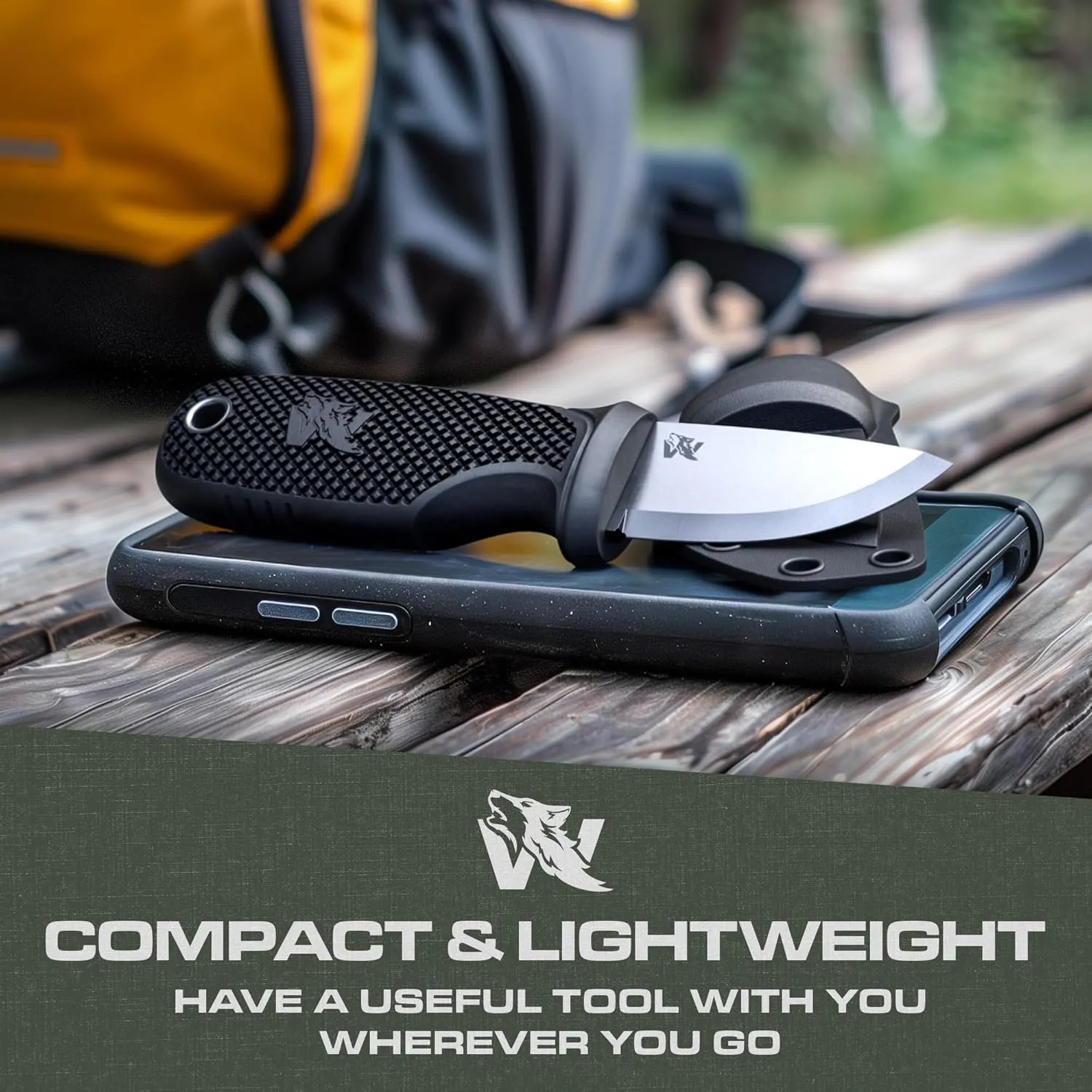 W-MINI 2 - EDC Neck Knife with Sheath and Necklace - Small EDC Fixed Blade Knife Necklace and Belt Clip - Pocket Fixed Blade Knives - Full Tang Neck Knife with Sheath Tactical   Fire Starter