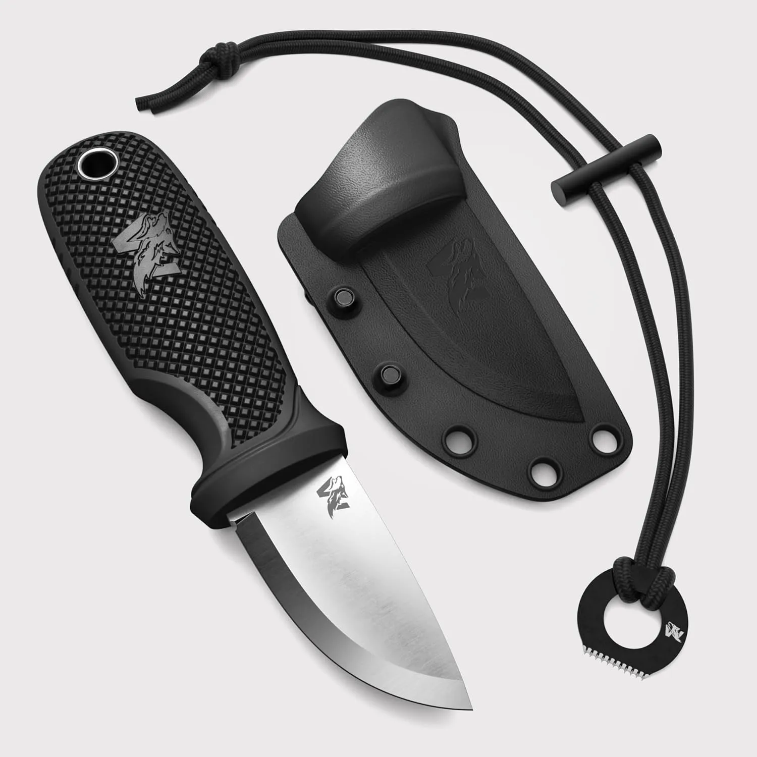 W-MINI 2 - EDC Neck Knife with Sheath and Necklace - Small EDC Fixed Blade Knife Necklace and Belt Clip - Pocket Fixed Blade Knives - Full Tang Neck Knife with Sheath Tactical   Fire Starter