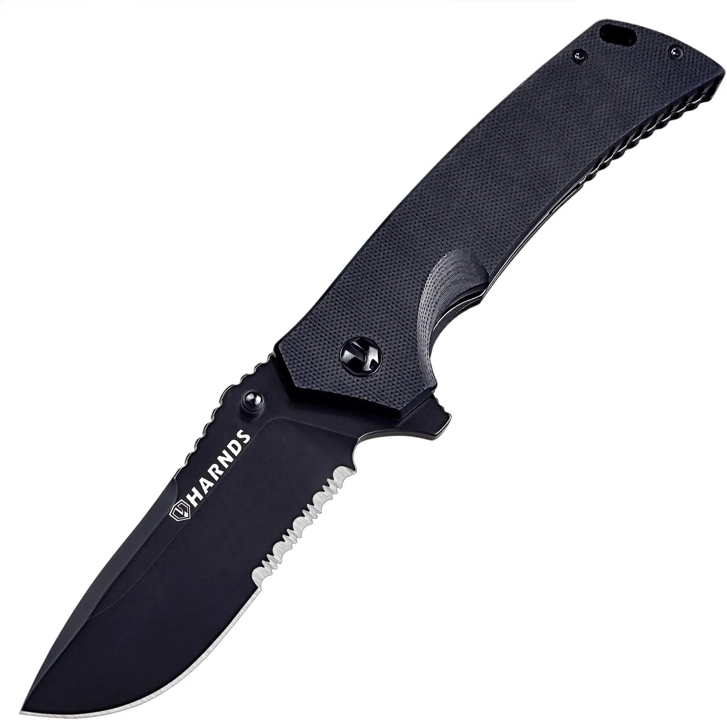 Warrior/General Tactical Folding Knife with D2 Steel Blade G10 Handle Fipper Opening (drop point black titanium Combination)