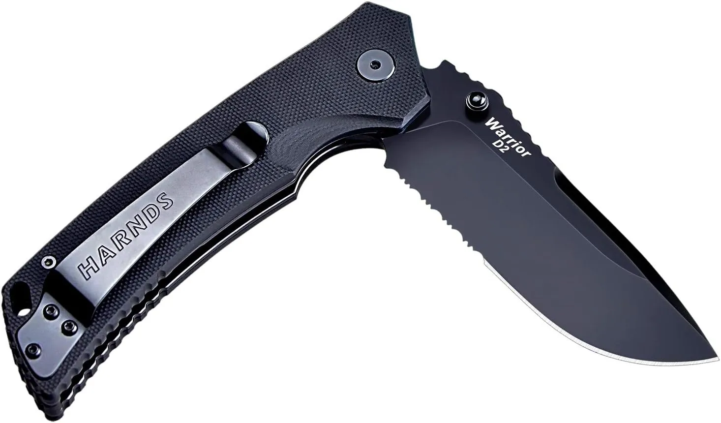 Warrior/General Tactical Folding Knife with D2 Steel Blade G10 Handle Fipper Opening (drop point black titanium Combination)