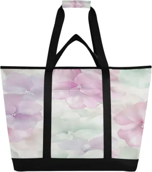 Watercolor Floral Reusable Insulated Cooler Bag with Ice Pack Compartment - Large 233L Waterproof Thermal Grocery Tote for Picnic Beach Camping Lunch Storage