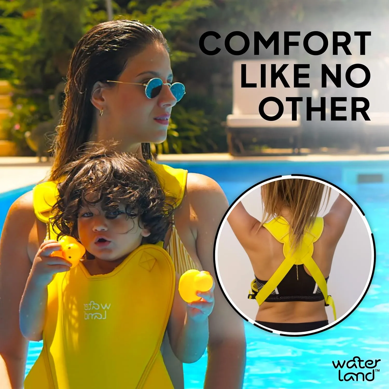 WaterLand Baby Carrier - Innovative Carrier You Can Use Both in Water & Land - Waterproof Infant Chest Holder with Adjustable Straps, Lightweight Toddler Harness for Pool & Beach (Pacific Blue)