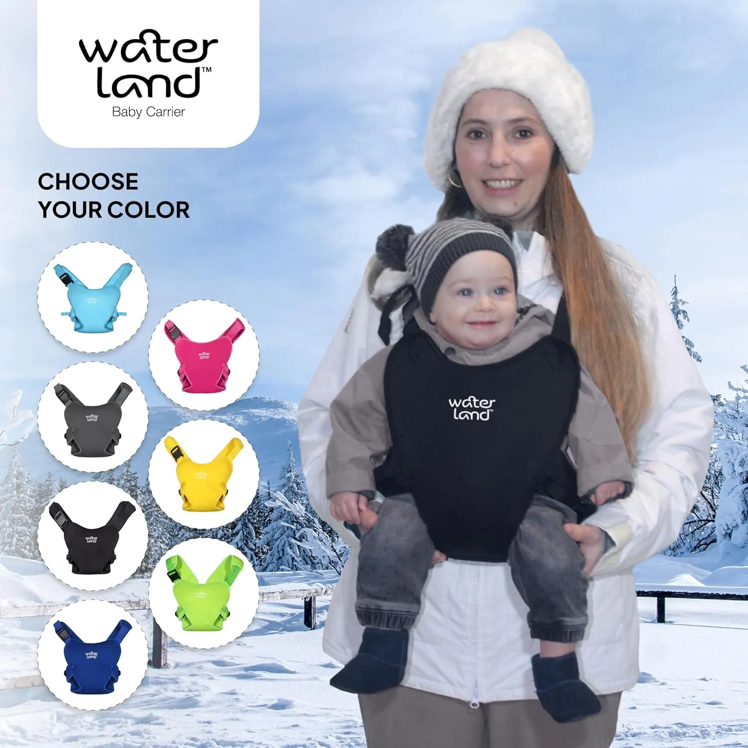 WaterLand Baby Carrier - Innovative Carrier You Can Use Both in Water & Land - Waterproof Infant Chest Holder with Adjustable Straps, Lightweight Toddler Harness for Pool & Beach (Pacific Blue)
