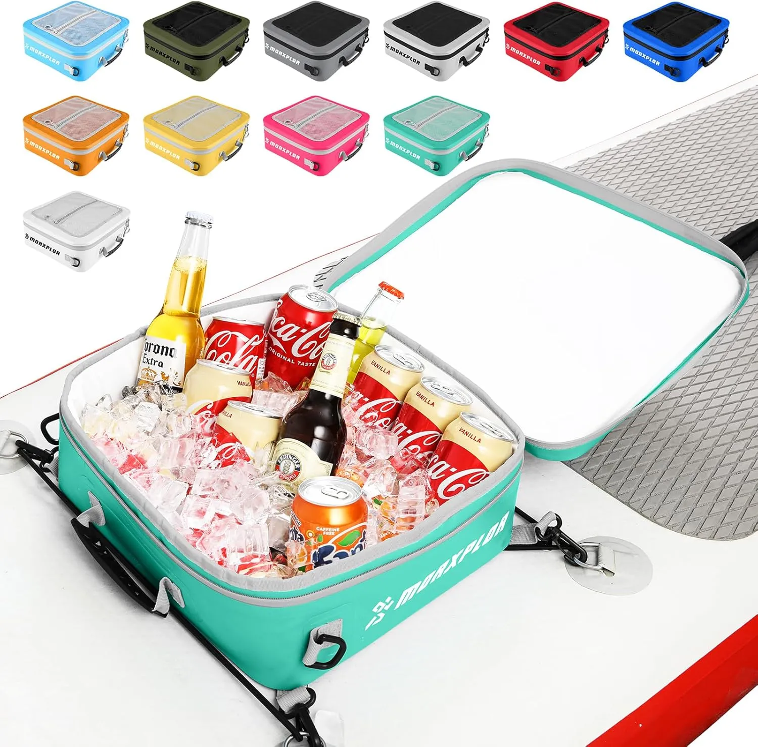 Waterproof PVC Paddleboard Cooler Deck Bag - 12 Can Soft Insulated Cooler for Paddleboarding, Camping, Kayaking