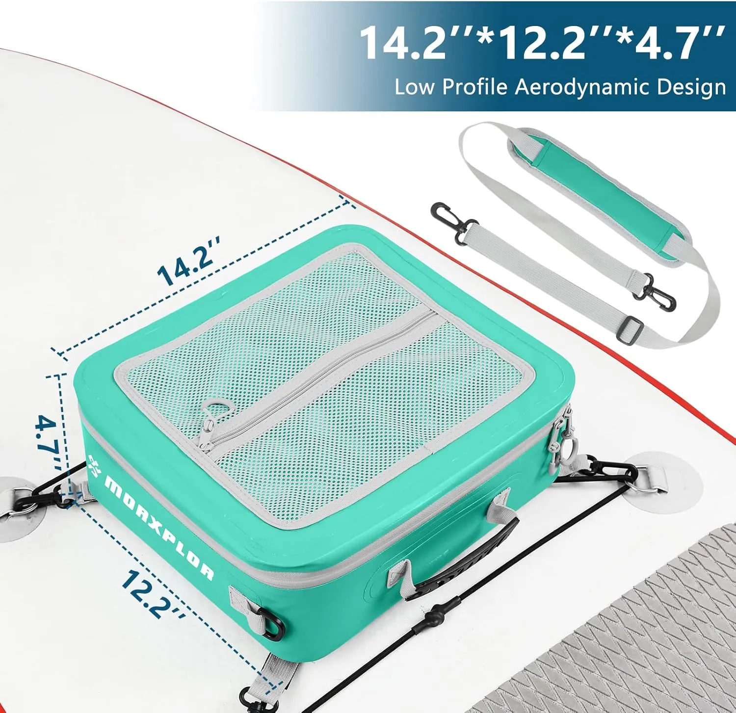 Waterproof PVC Paddleboard Cooler Deck Bag - 12 Can Soft Insulated Cooler for Paddleboarding, Camping, Kayaking