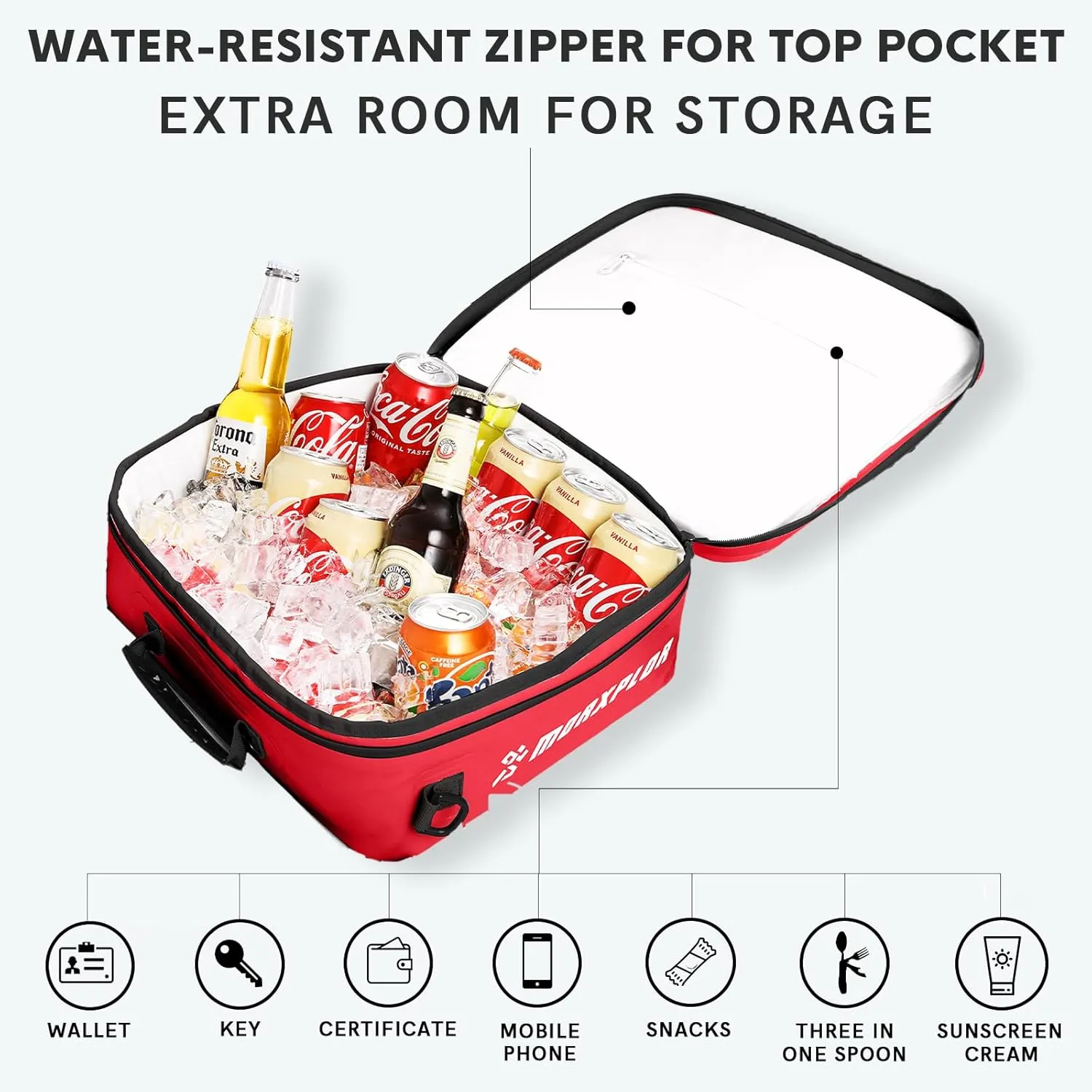 Waterproof PVC Paddleboard Cooler Deck Bag - 12 Can Soft Insulated Cooler for Paddleboarding, Camping, Kayaking