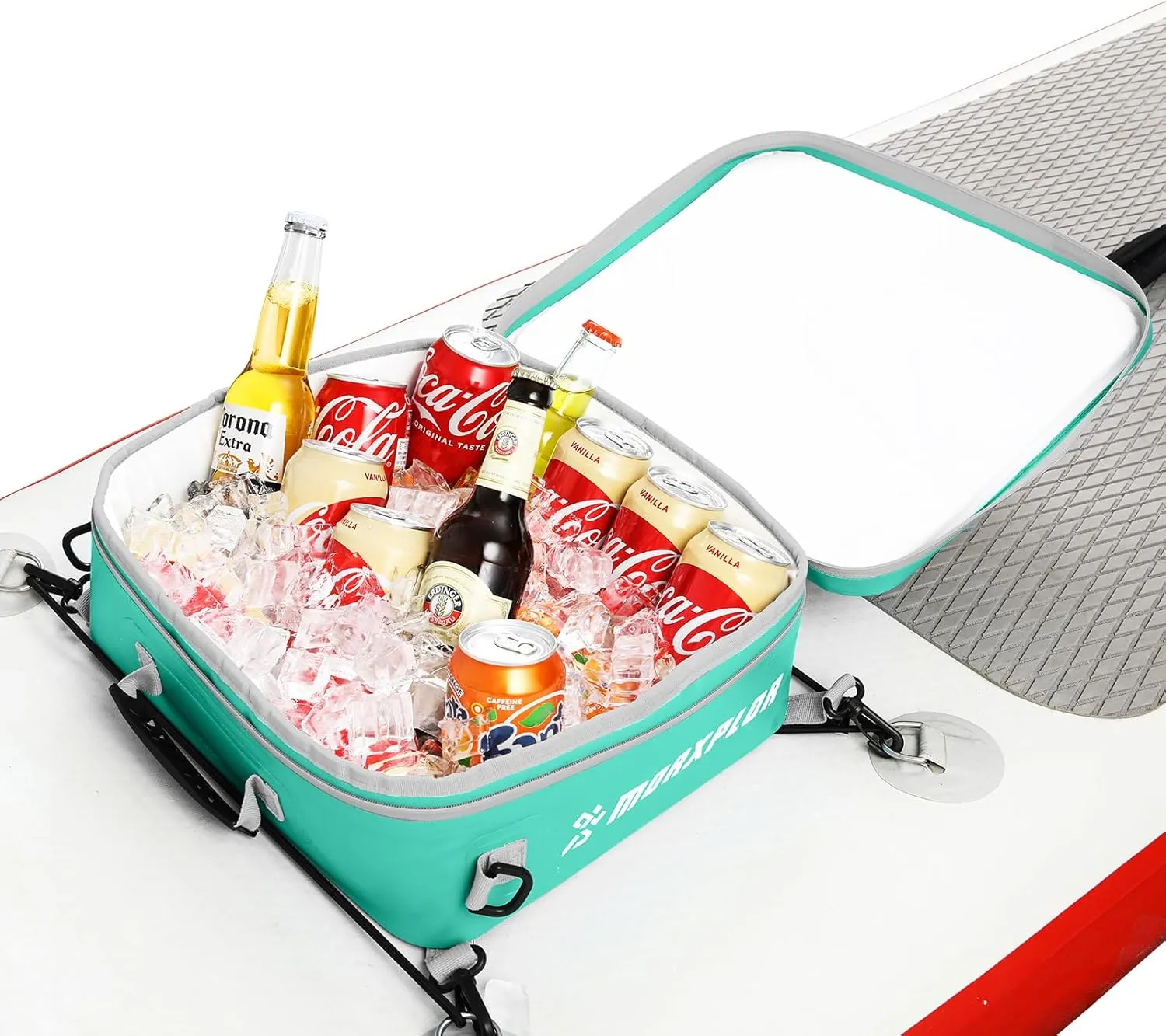 Waterproof PVC Paddleboard Cooler Deck Bag - 12 Can Soft Insulated Cooler for Paddleboarding, Camping, Kayaking