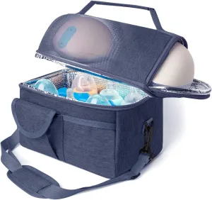 Wearable Breast Pump Bag with Cooler, Compatible with Willow, Elvie, Momcozy Breast Pump, Insulated Storage Container Case for Hand Free Breast Pump