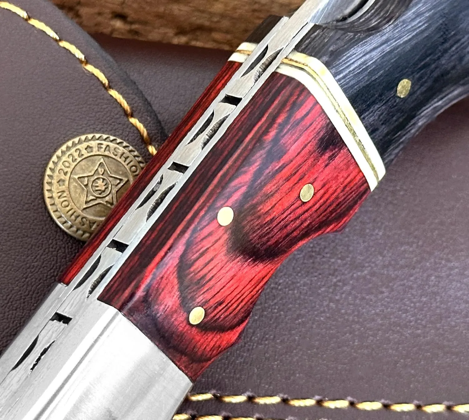 WINTERFELL Personalized Engraved Folding Pocket Knife for Men, Customized Christmas Gifts for Husband, Dad, Boyfriend, Damascus Steel Groomsman Gift Knives, 100% Handmade Knife with Leather Sheath