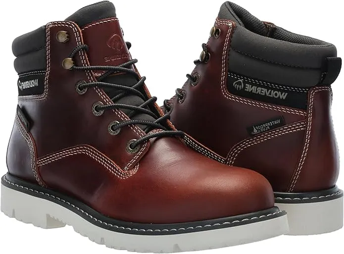 Wolverine Men's Revival 6" Waterproof Industrial Boot – Rust, Durable, Cushioned, Slip-Resistant Work Boot