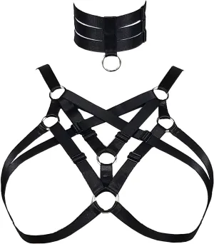 Women Harness Caged Bra Body Harness Cupless Bra Elastic Lingerie Punk Gothic Style Strappy Bralette