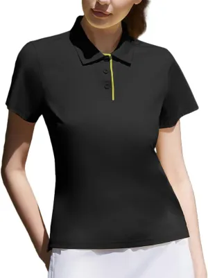 Women Print Golf Sport Polo Shirts Athletic Lightweight Quick Dry Slim Stretchable Tennis Short Sleeve Shirts