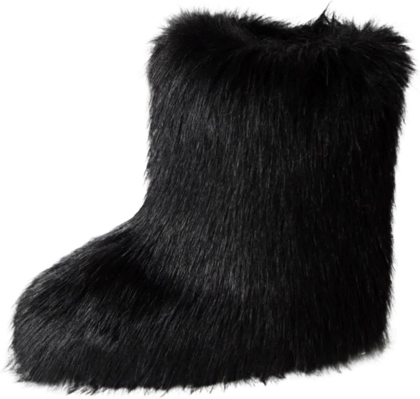 Women's Faux Fur Boot Furry Fluffy Round Toe Suede Winter Comfy Plush Warm Short Outdoor Indoor Flat Shoes Mid-Calf Boots Fashion Furry Booties Comfortable Winter Shoes