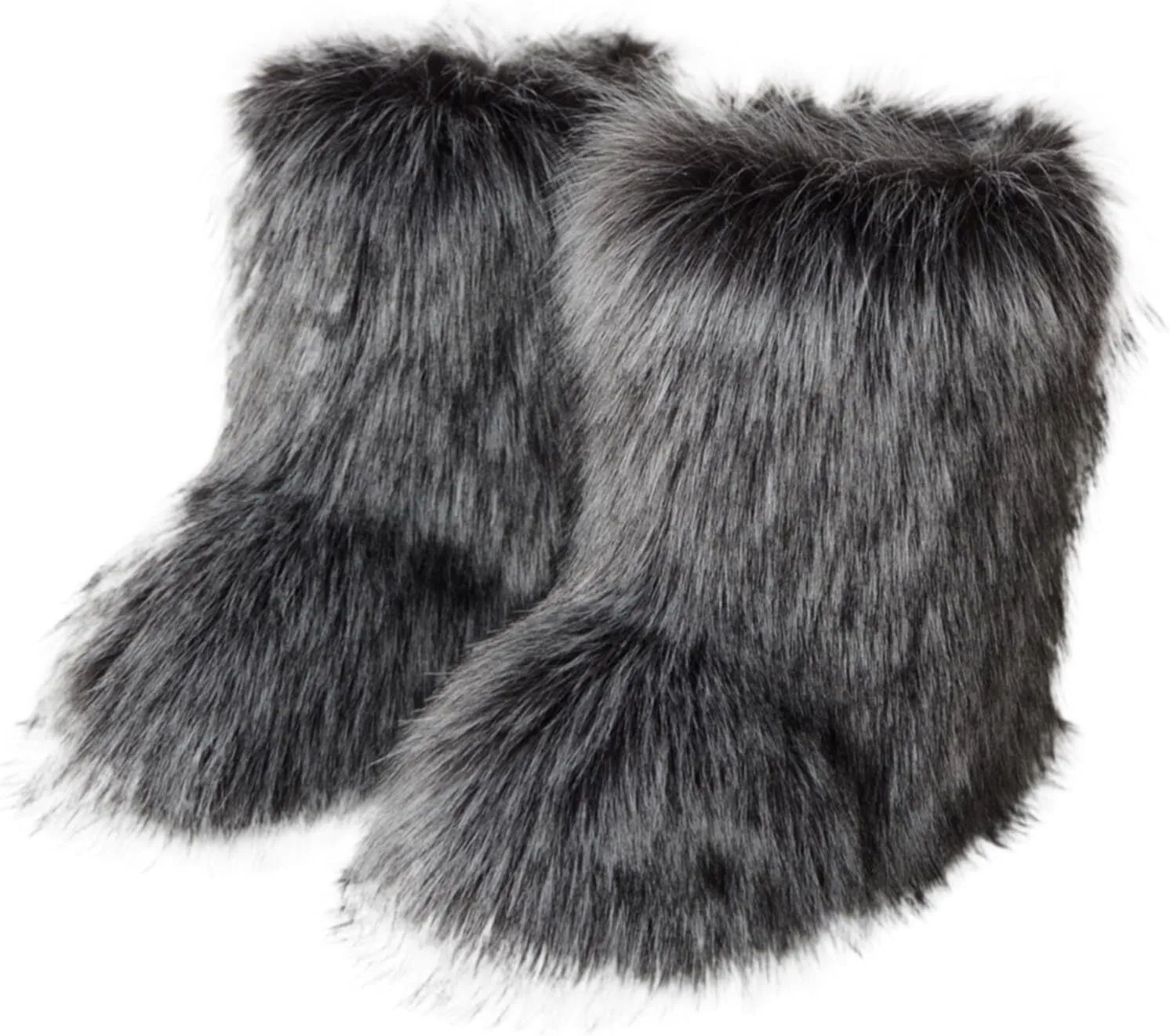 Women's Faux Fur Boot Furry Fluffy Round Toe Suede Winter Comfy Plush Warm Short Outdoor Indoor Flat Shoes Mid-Calf Boots Fashion Furry Booties Comfortable Winter Shoes