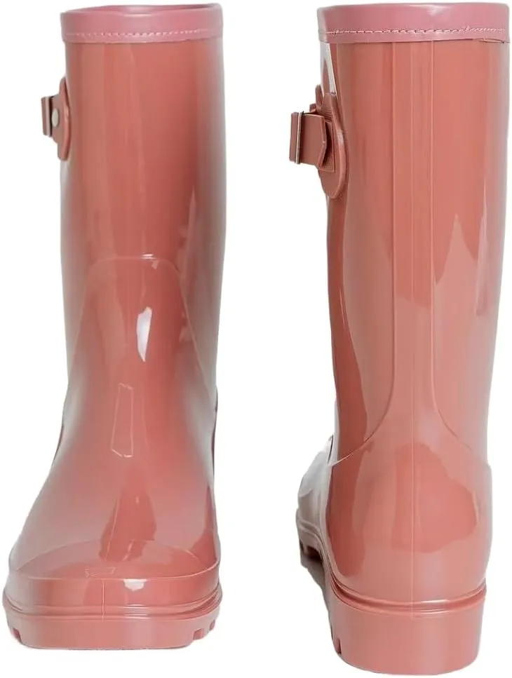 Women's Mid Calf Rain Boots Waterproof Fashion Garden Shoes Anti-slipping Rainboots For Women Comfortable Insole Light Rain Shoes