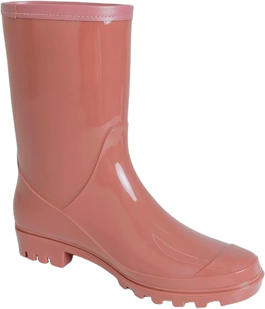 Women's Mid Calf Rain Boots Waterproof Fashion Garden Shoes Anti-slipping Rainboots For Women Comfortable Insole Light Rain Shoes