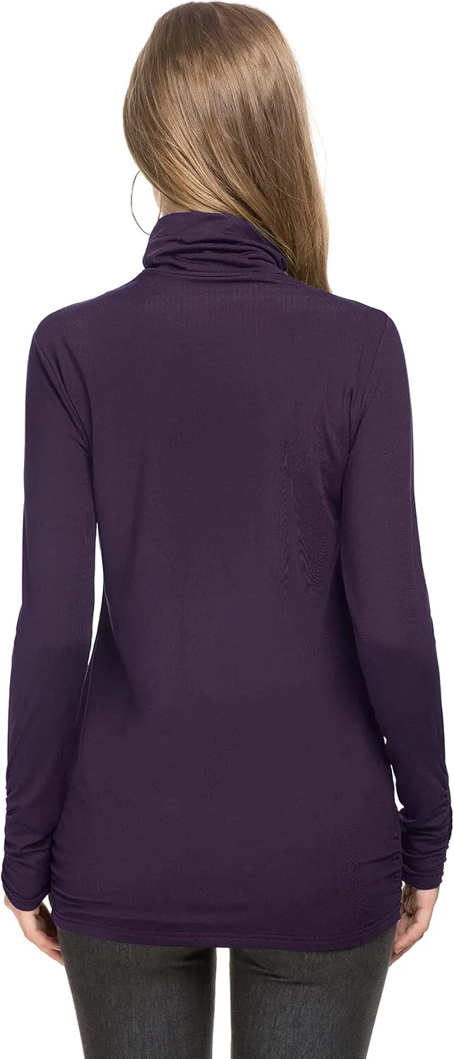 Womens Mock Turtleneck Tops Long Sleeve Fleece Lined Lightweight Thermal Base Layer