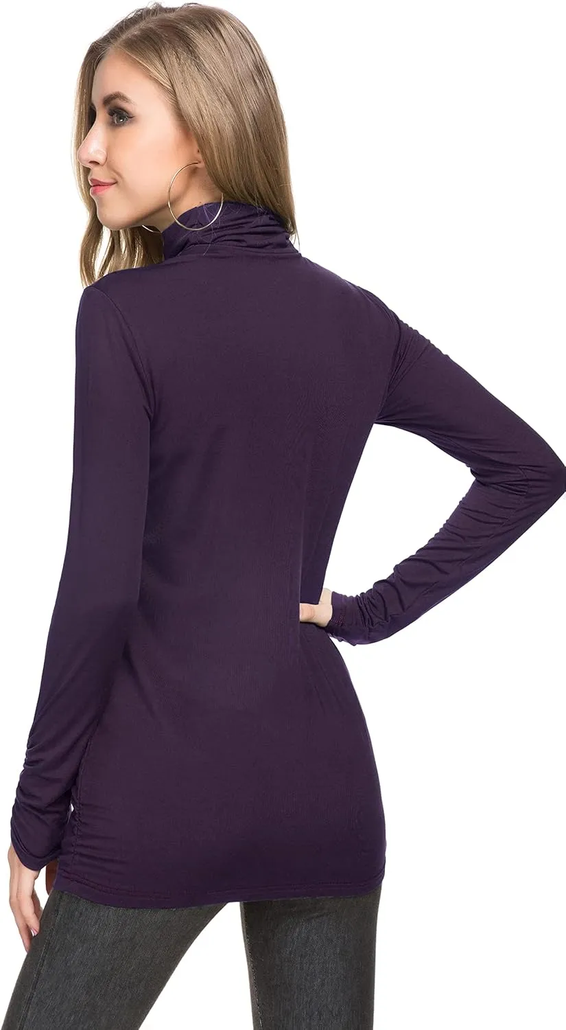 Womens Mock Turtleneck Tops Long Sleeve Fleece Lined Lightweight Thermal Base Layer