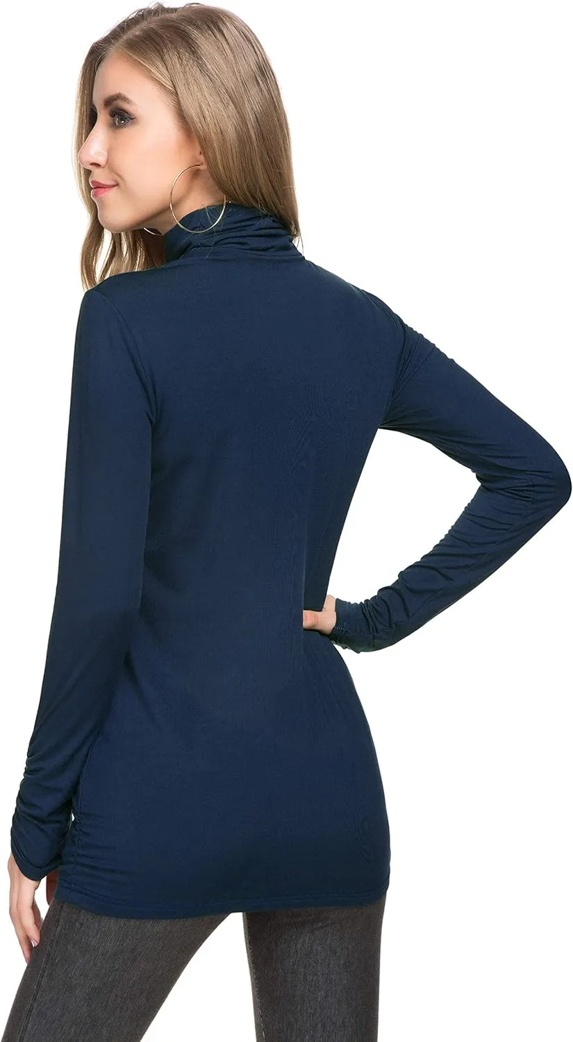 Womens Mock Turtleneck Tops Long Sleeve Fleece Lined Lightweight Thermal Base Layer