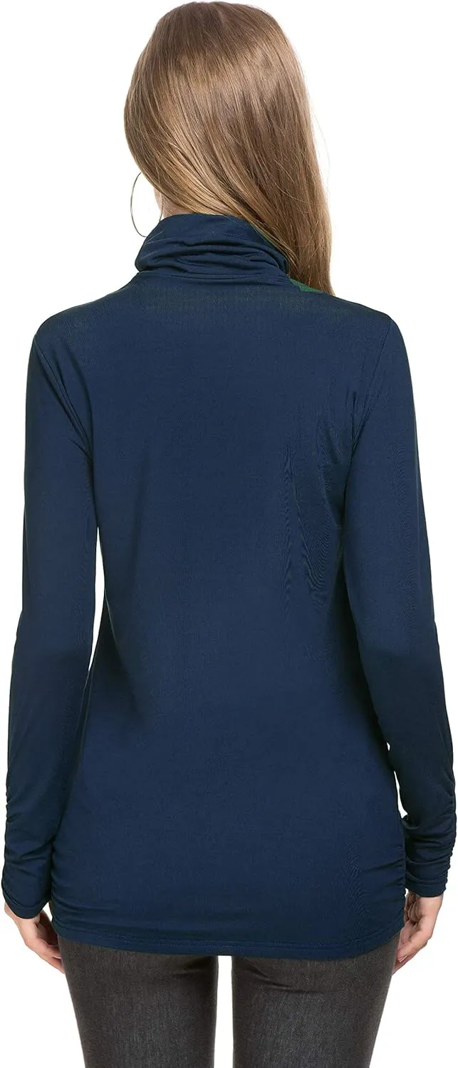 Womens Mock Turtleneck Tops Long Sleeve Fleece Lined Lightweight Thermal Base Layer