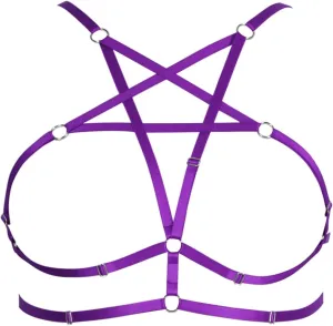 Womens Plus Size Full Cage Body Harness Hollow Out Pentagram Harajuku Adjustable Elastic Punk Gothic Halloween Rave