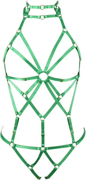 Women's Punk Body Harness Lingerie Full Waist Garter Belts Set Strappy Frame Cage Rave bras