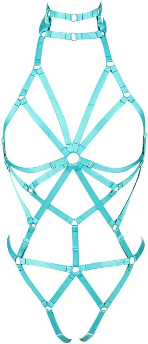 Women's Punk Body Harness Lingerie Full Waist Garter Belts Set Strappy Frame Cage Rave bras