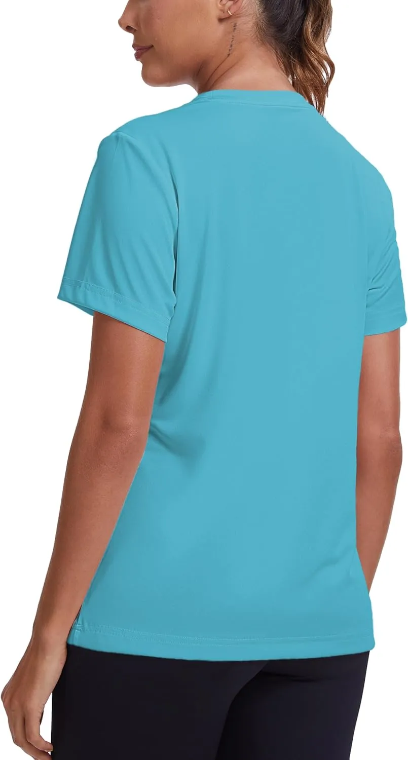 Women's Short Sleeve T-Shirts UPF 50  Sun Protection Workout Tops Athletic Running Gym Rash Guard Shirts
