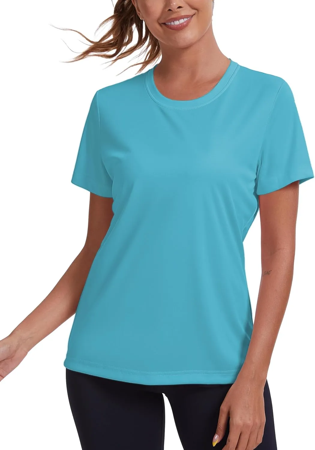 Women's Short Sleeve T-Shirts UPF 50  Sun Protection Workout Tops Athletic Running Gym Rash Guard Shirts