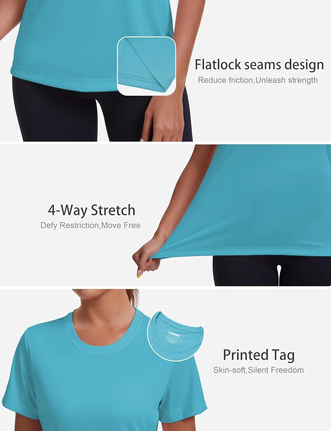 Women's Short Sleeve T-Shirts UPF 50  Sun Protection Workout Tops Athletic Running Gym Rash Guard Shirts