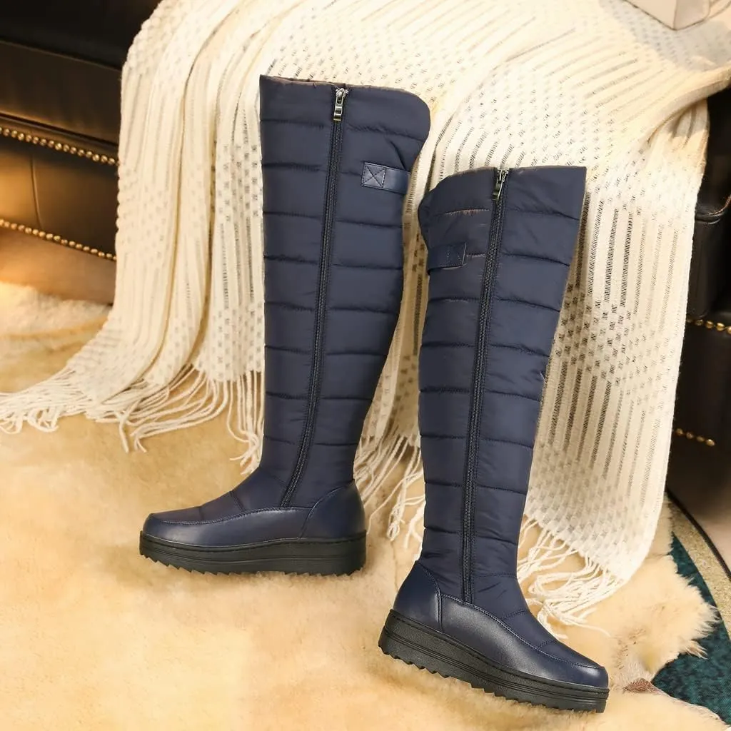Women's Winter Over The Knee Thigh High Snow Boots Waterproof Rain Warm Fur Lined Wide Calf Snow Boot